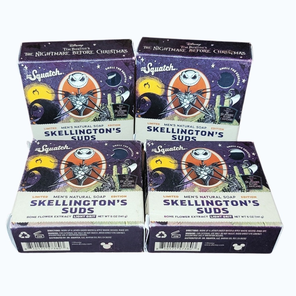 Dr Squatch Skellington's Suds Soap 5 oz Nightmare Before Christmas Lot of 4